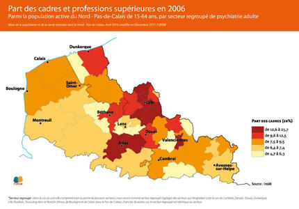 Part des cadres et professions supérieures en 2006