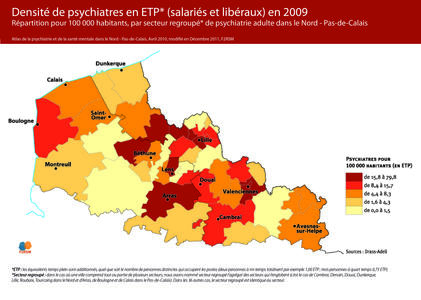 Densité de psychiatres en ETP (salariés et libérau